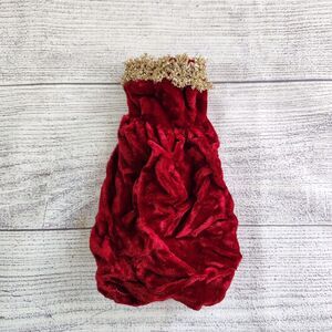 Vintage 1960s+ Barbie/Topper Dawn Doll Red Long Dress, Strapless, Gold Trim